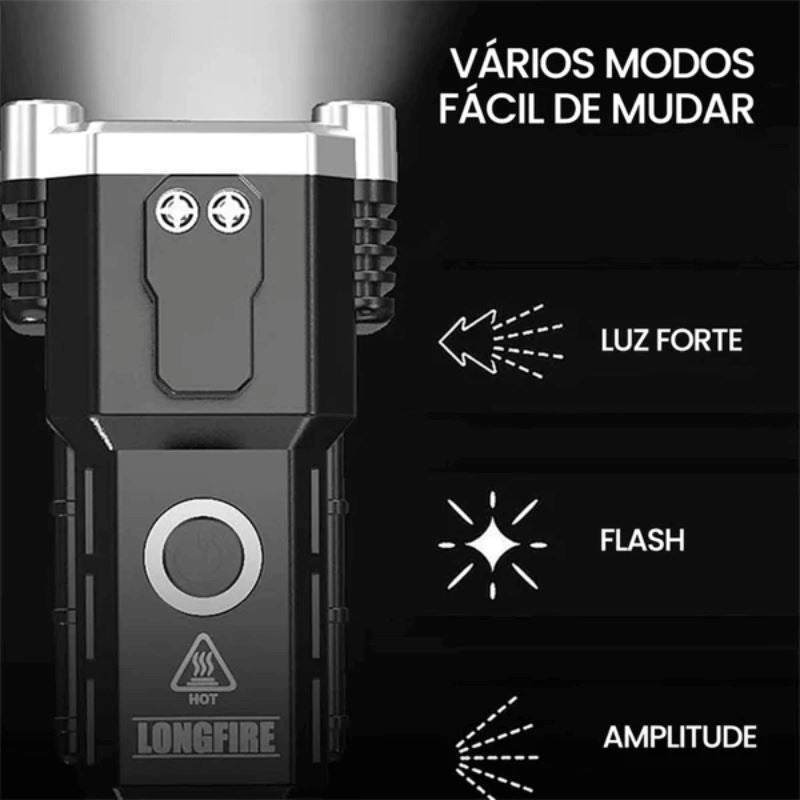 Lanterna Tática 4 em 1 | Ultra Potente e Indestrutível