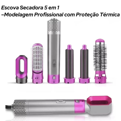 Escova Modeladora 5 em 1 – LumiHair Styler - Seu cabelo Liso ou Cacheado em Segundos