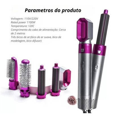 Escova Modeladora 5 em 1 – LumiHair Styler - Seu cabelo Liso ou Cacheado em Segundos